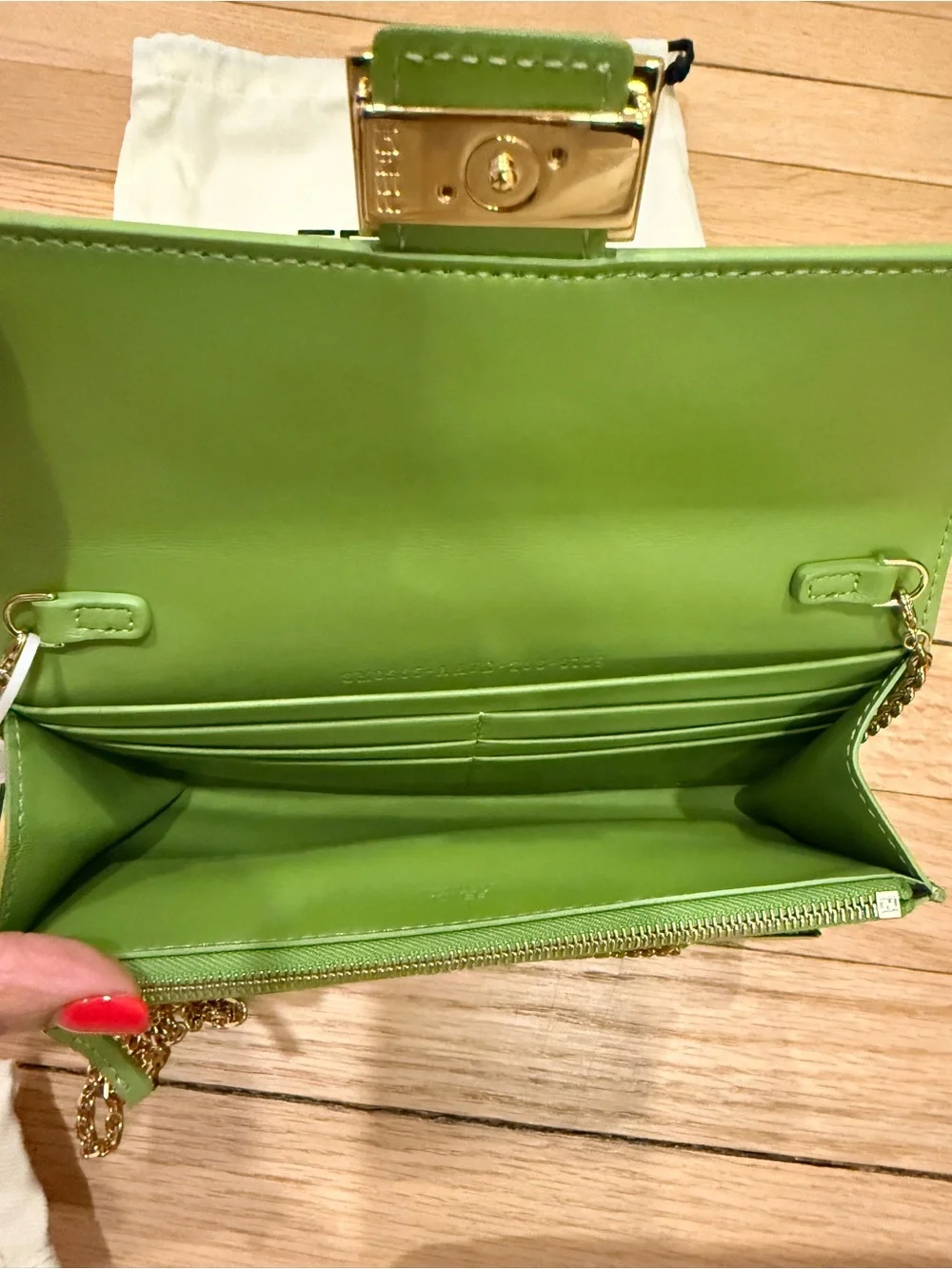 Fendi Lime Green Mini Baguette with Gold Chain - Picture 6 of 6